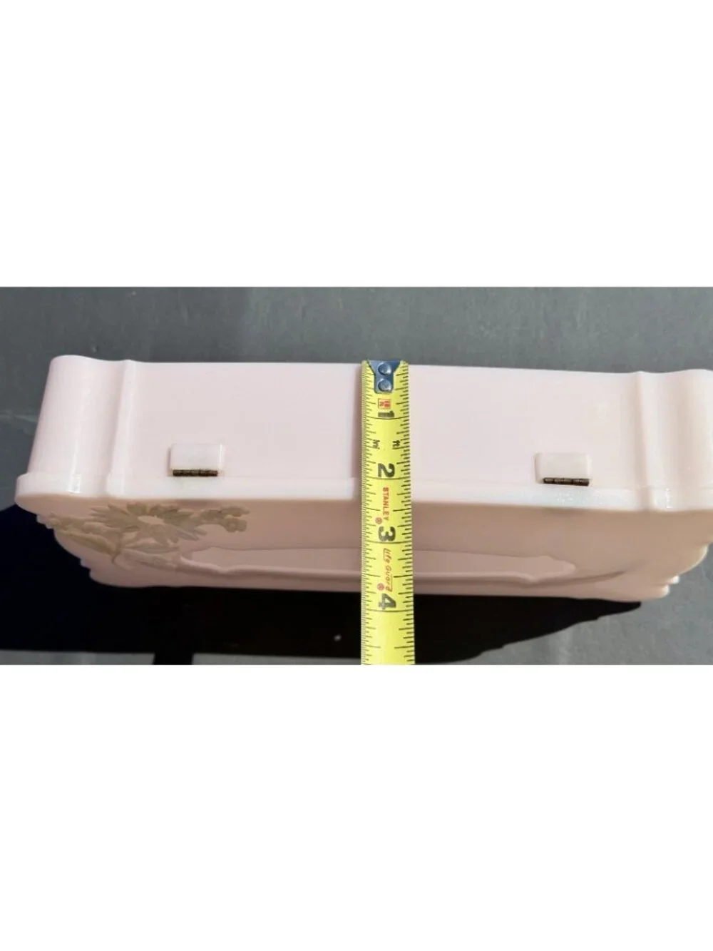 50s Vintage Plastic Tissue Box Holder Pink Schwarz Bros Hinge Top Floral